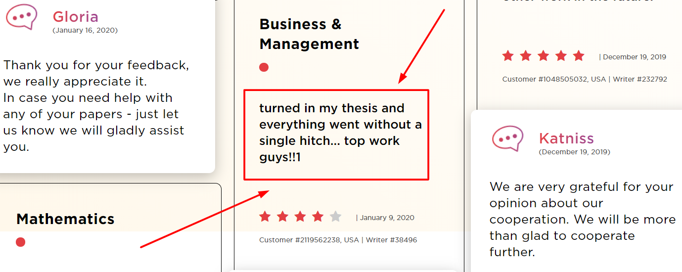 Customer feedback confirms that thesis writing help works.
